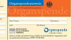 Organspende: Organspendeausweis, Organspendeausweis, Organspende, Transplantation